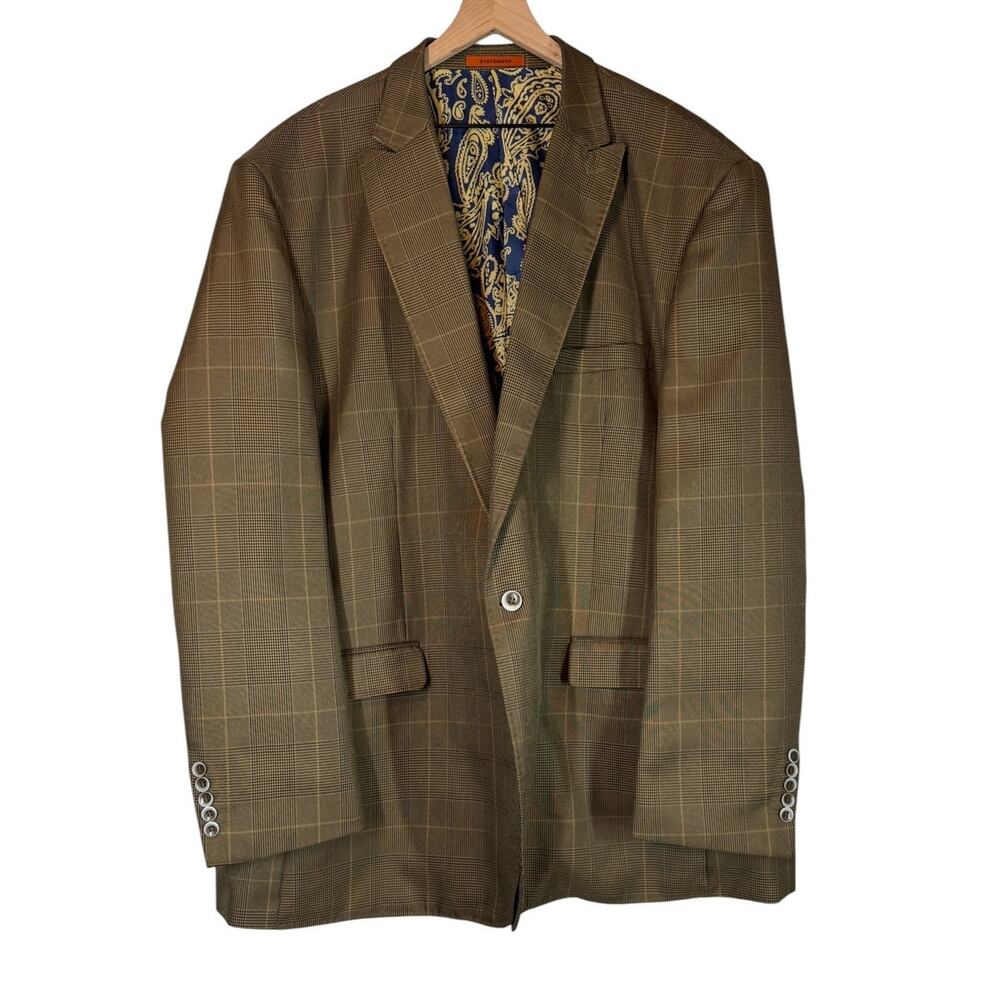 Tessori Statement Brown Plaid Italian Blazer 56L Handmade Dark Academia